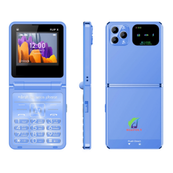 SiaVolt Flip X Dual Screen Phone | Pocket Fit Size | Answer & End The Call With Flip | Blue